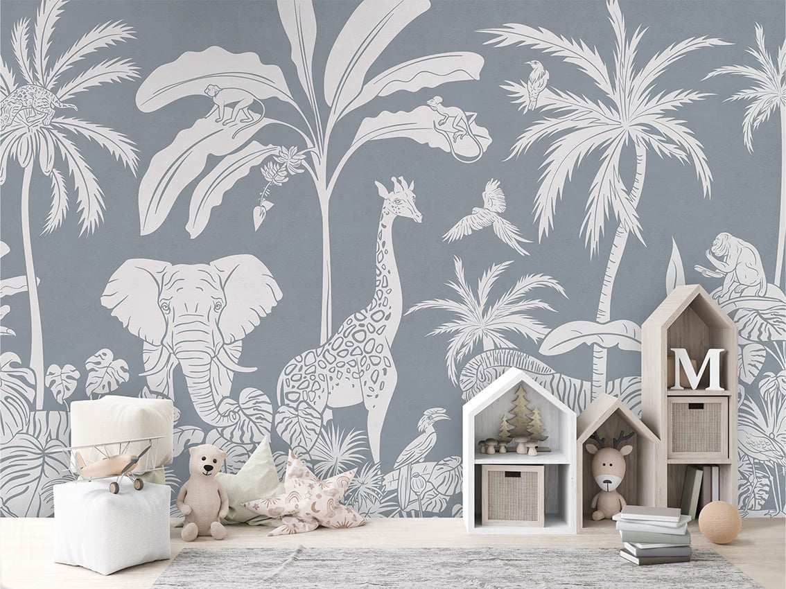 Monochrome Jungle - Blue styled in a room