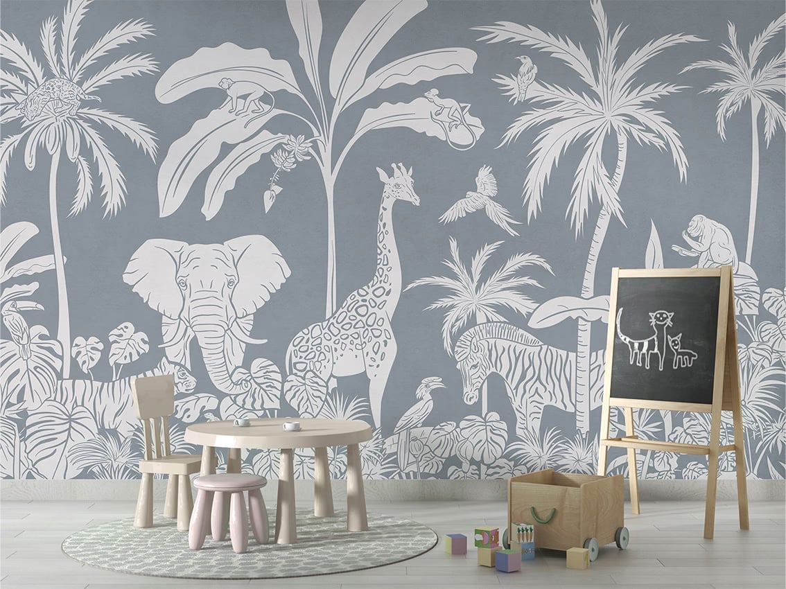 Monochrome Jungle - Blue styled in a room