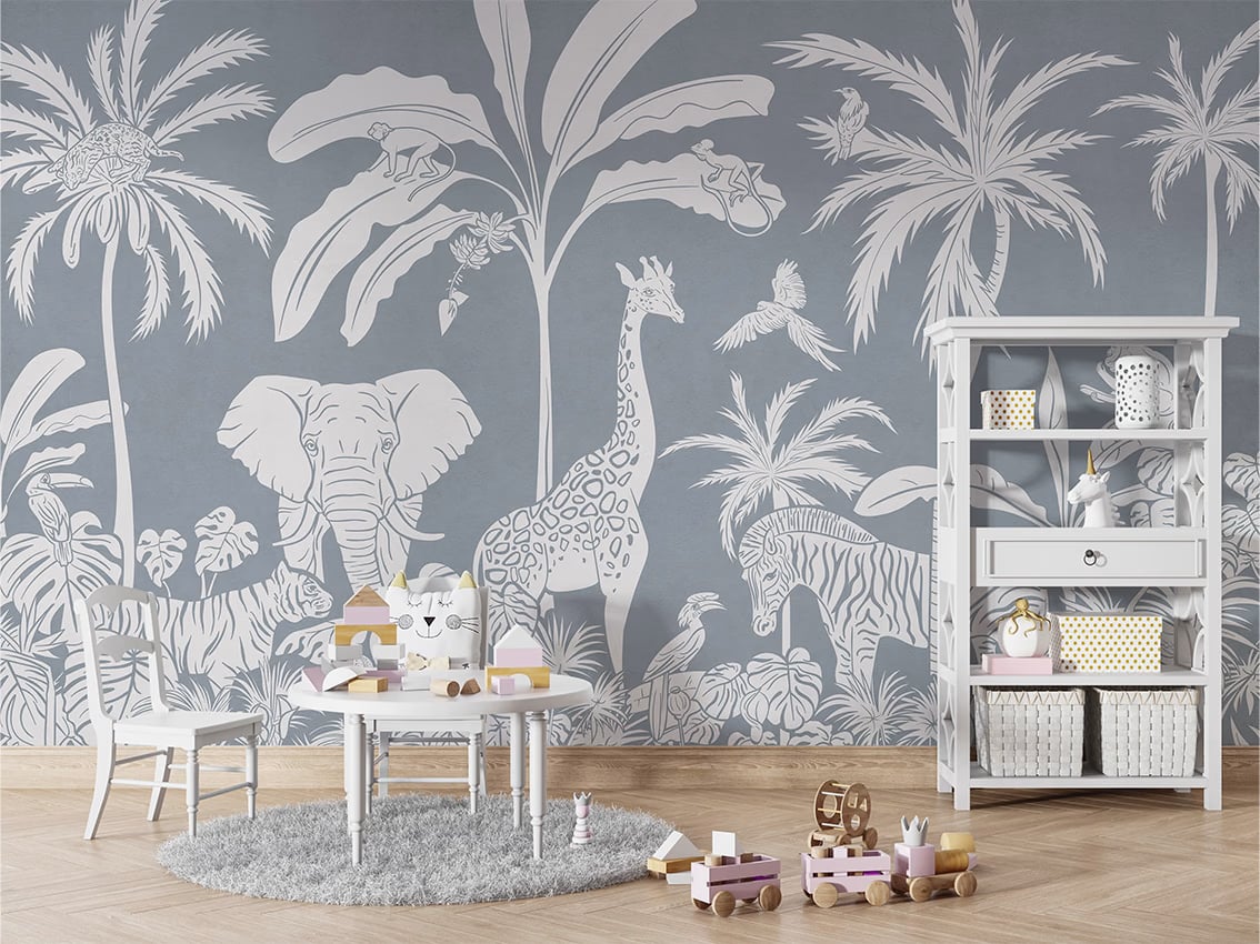 Monochrome Jungle - Blue styled in a room