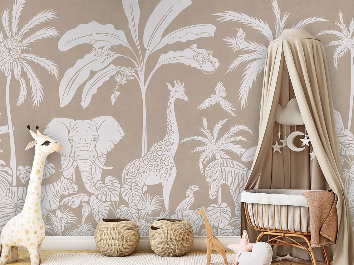 Monochrome Jungle - Brown styled in a room
