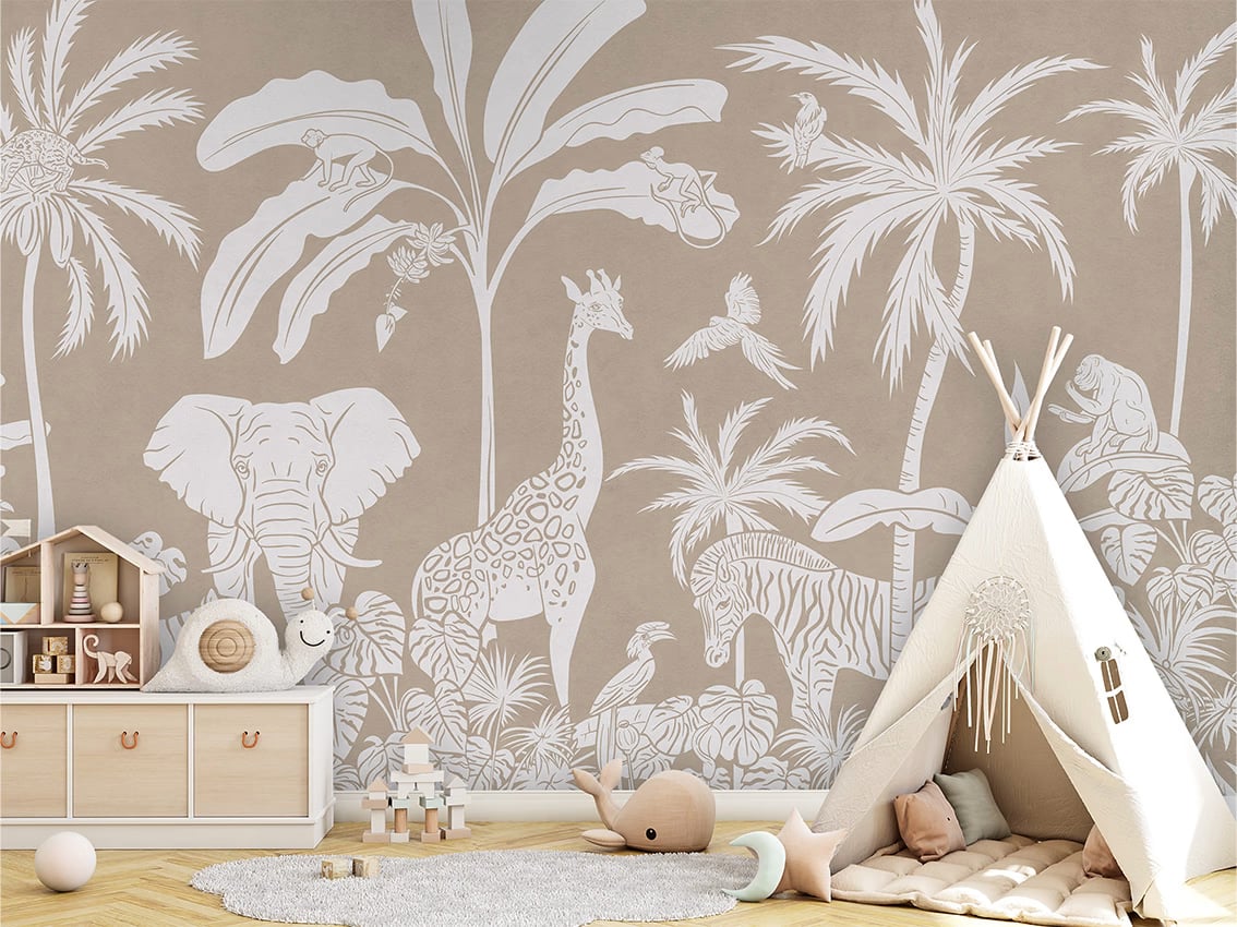 Monochrome Jungle - Brown styled in a room
