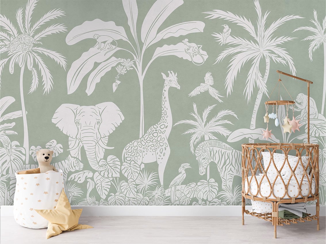 Monochrome Jungle - Green styled in a room