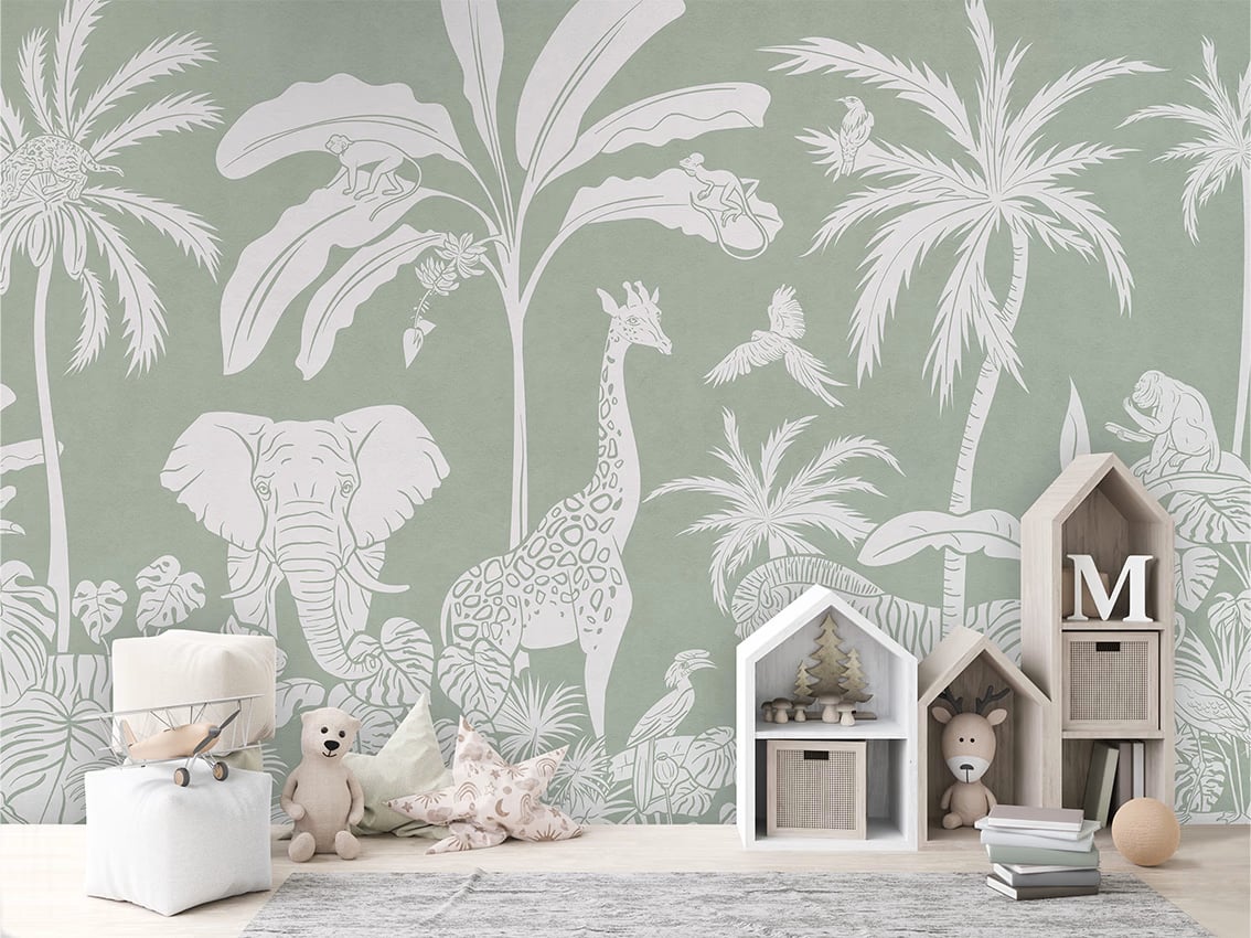 Monochrome Jungle - Green styled in a room
