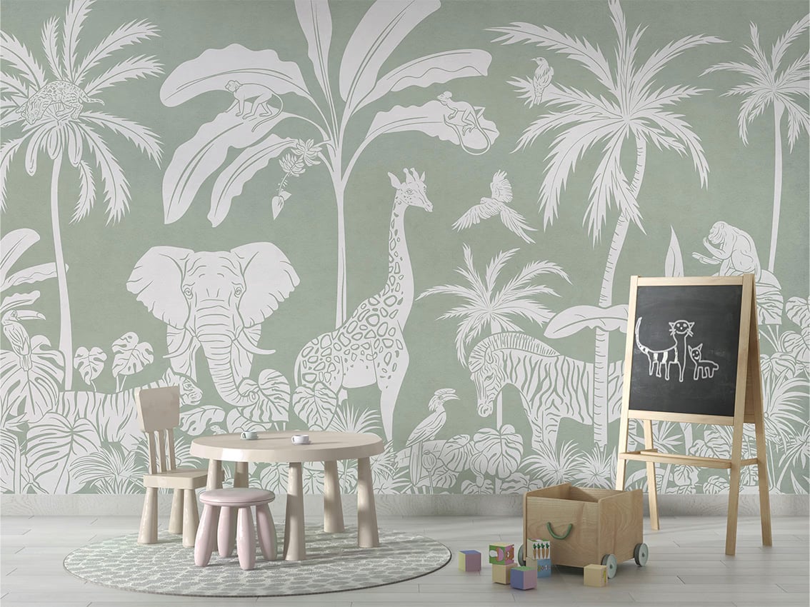Monochrome Jungle - Green styled in a room