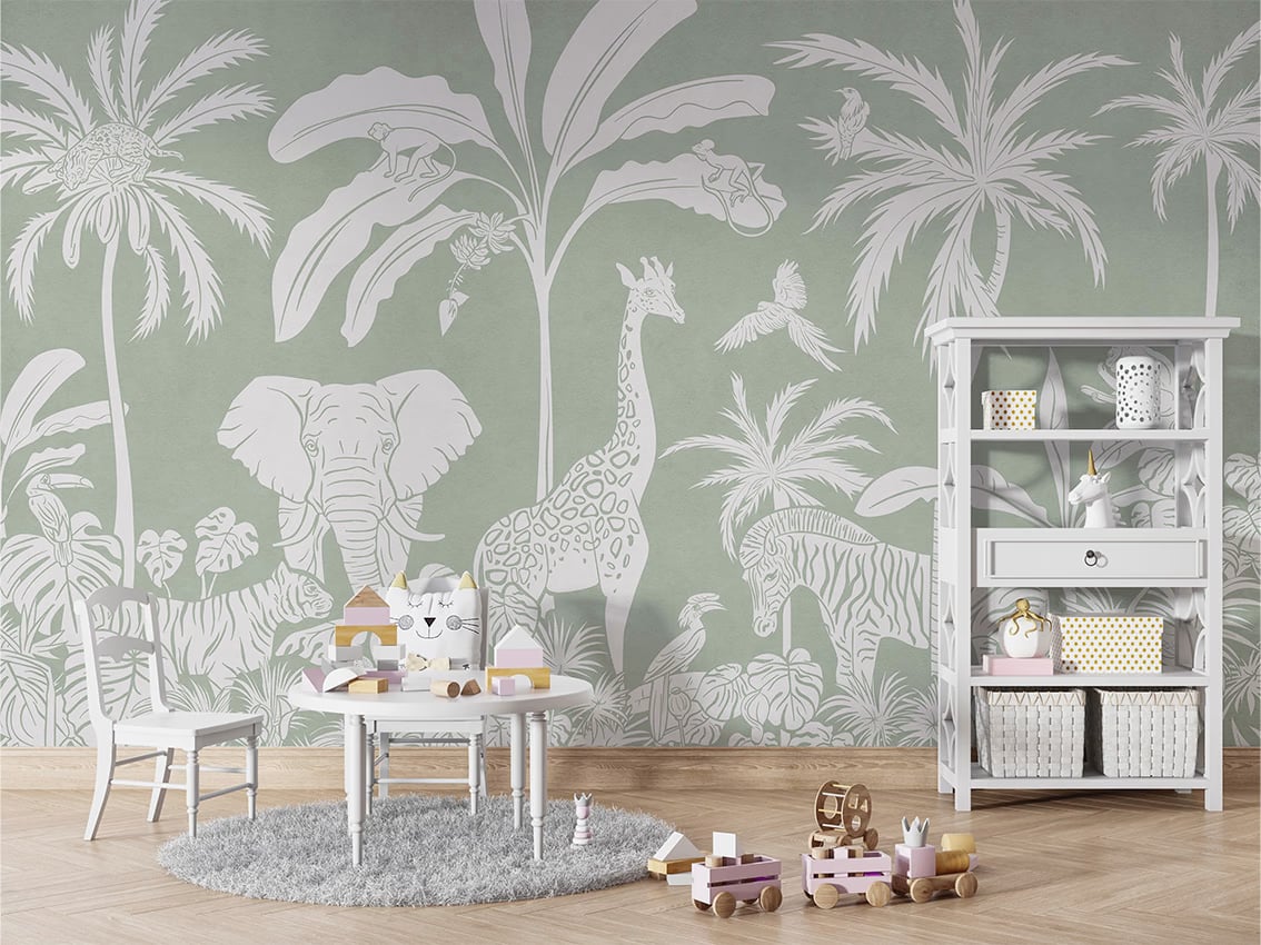 Monochrome Jungle - Green styled in a room