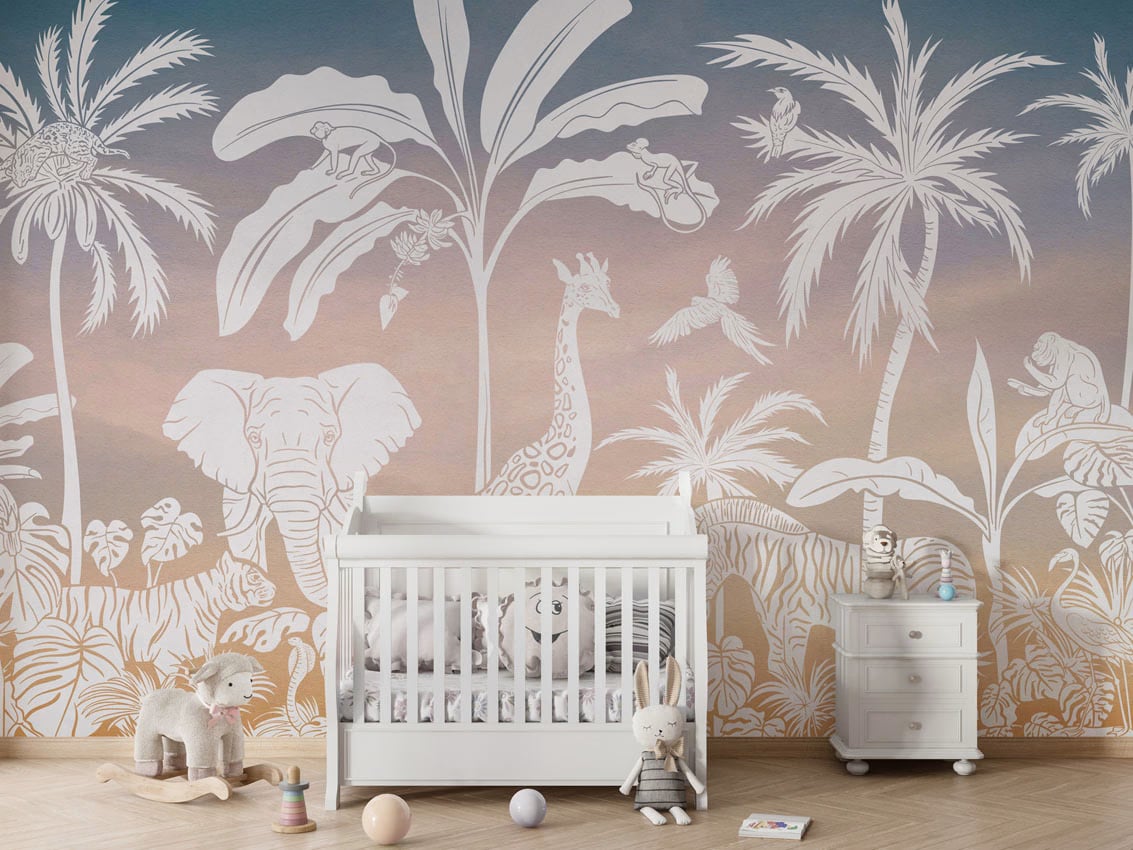 Monochrome Jungle - Pink Sky styled in a room
