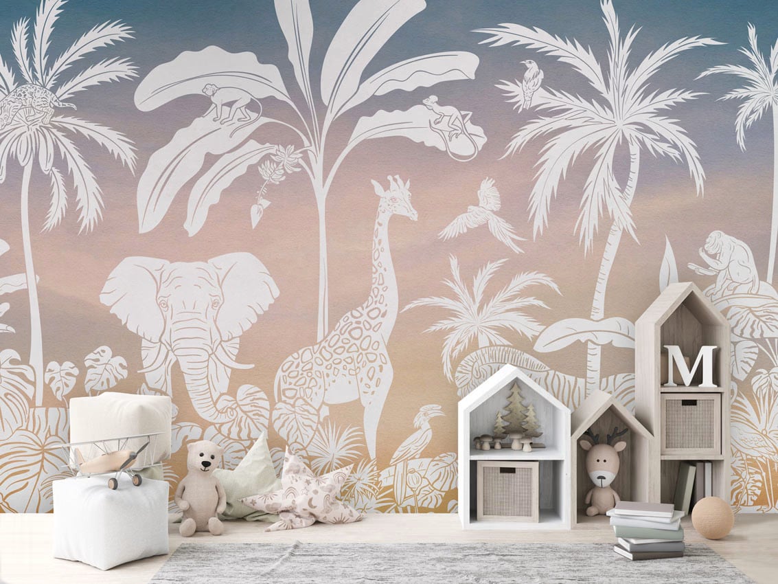 Monochrome Jungle - Pink Sky styled in a room