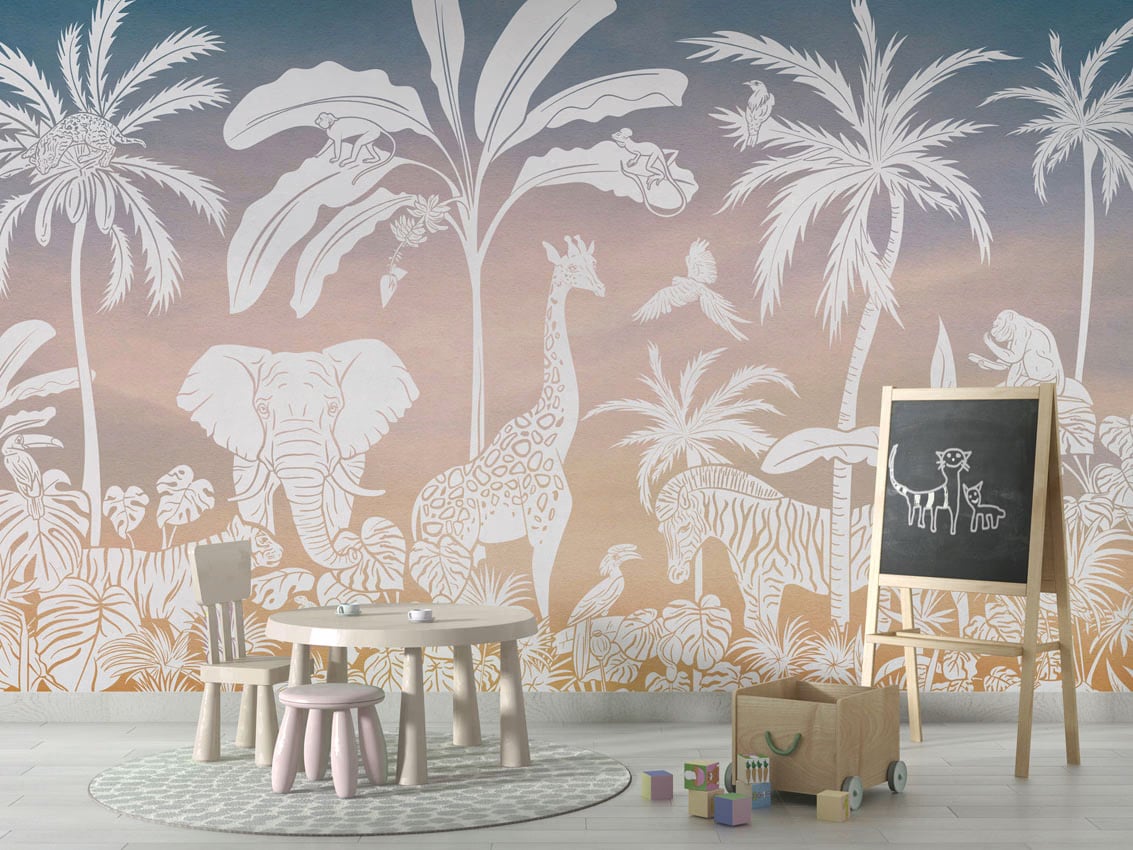 Monochrome Jungle - Pink Sky styled in a room