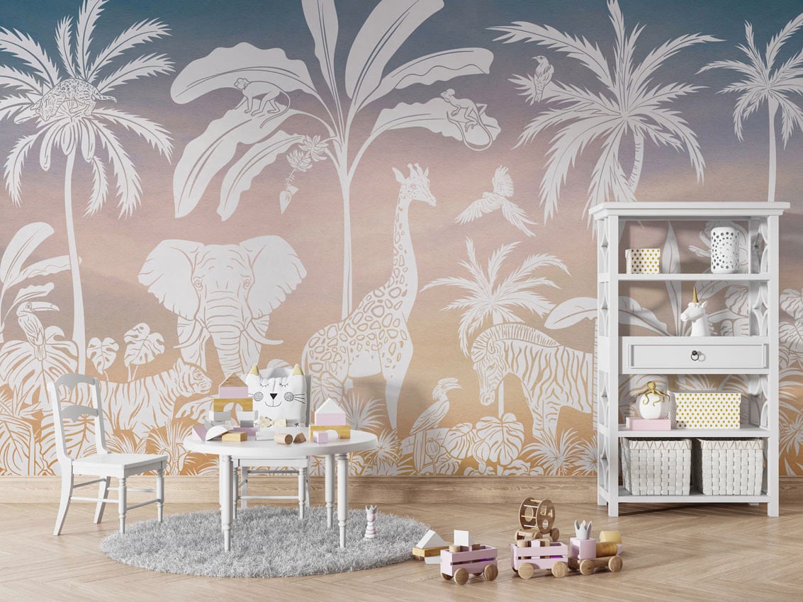 Monochrome Jungle - Pink Sky styled in a room