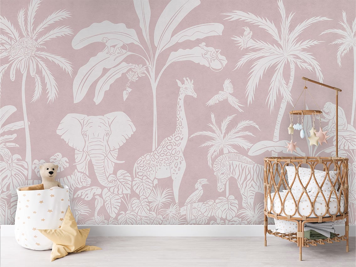 Monochrome Jungle - Pink styled in a room