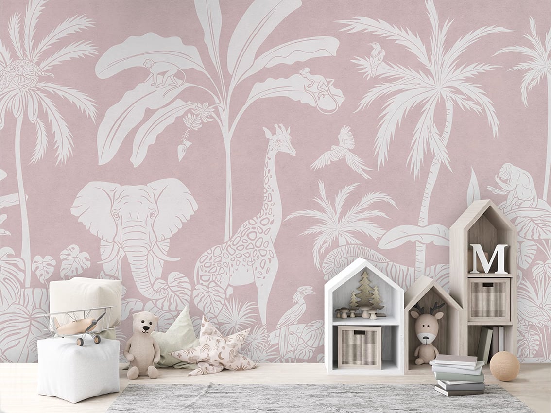 Monochrome Jungle - Pink styled in a room
