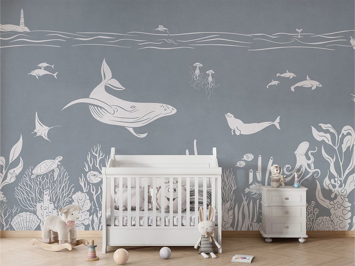 Monochrome Sea - Blue styled in a room