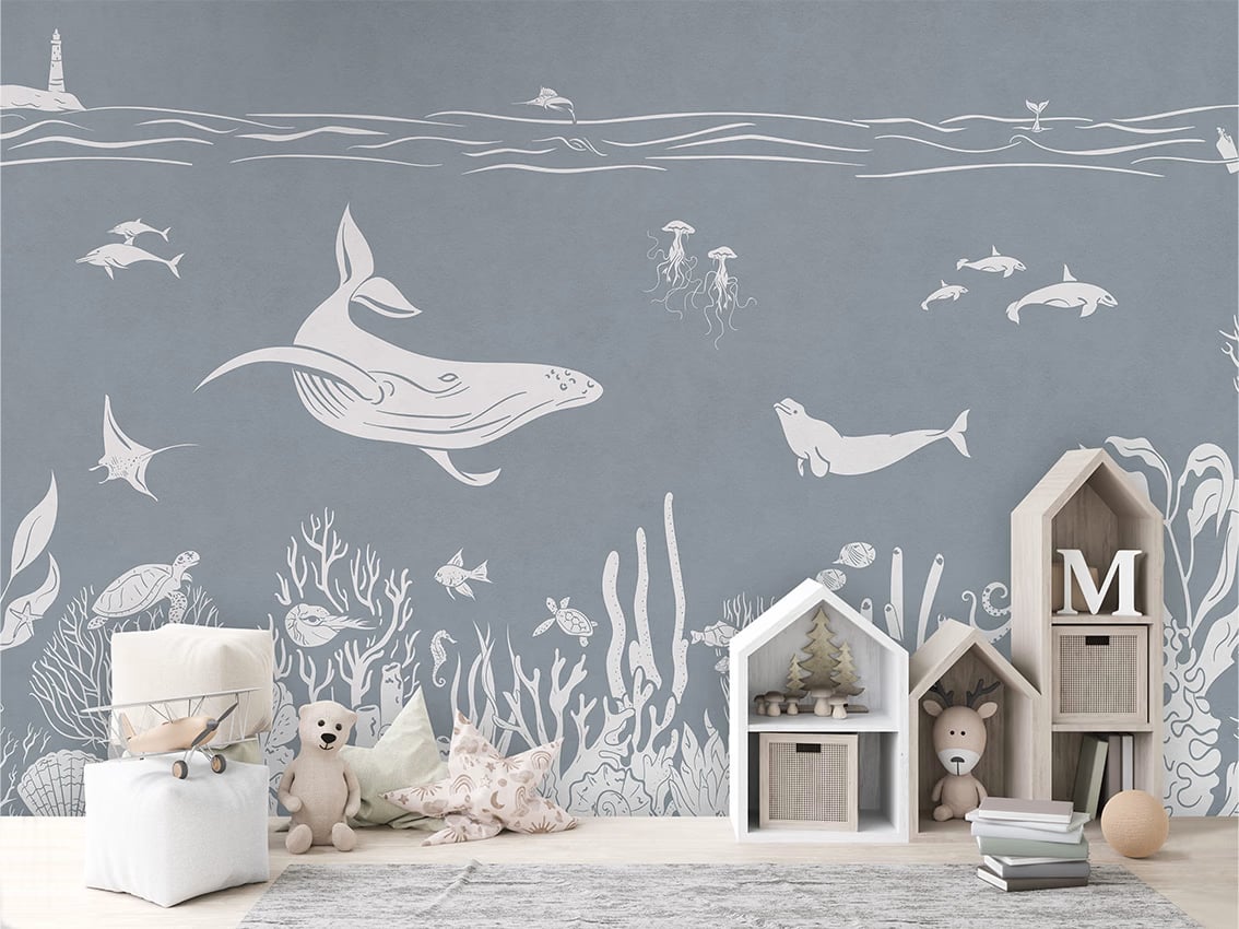 Monochrome Sea - Blue styled in a room