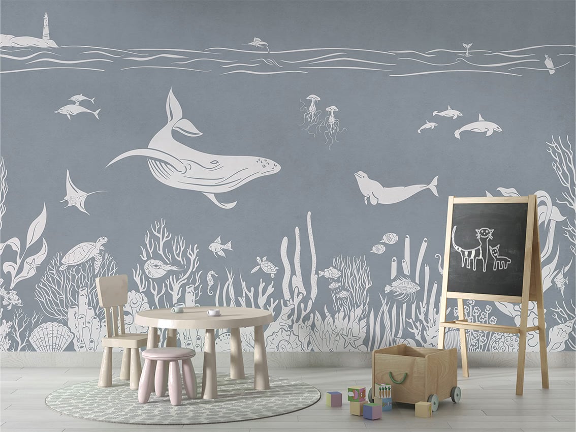 Monochrome Sea - Blue styled in a room