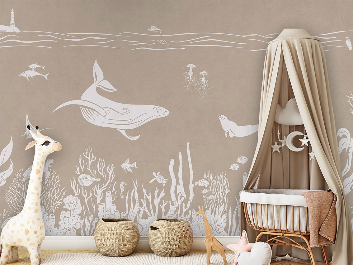 Monochrome Sea - Brown styled in a room