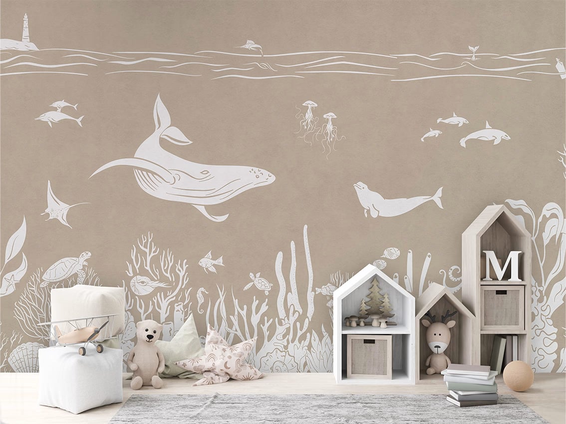 Monochrome Sea - Brown styled in a room
