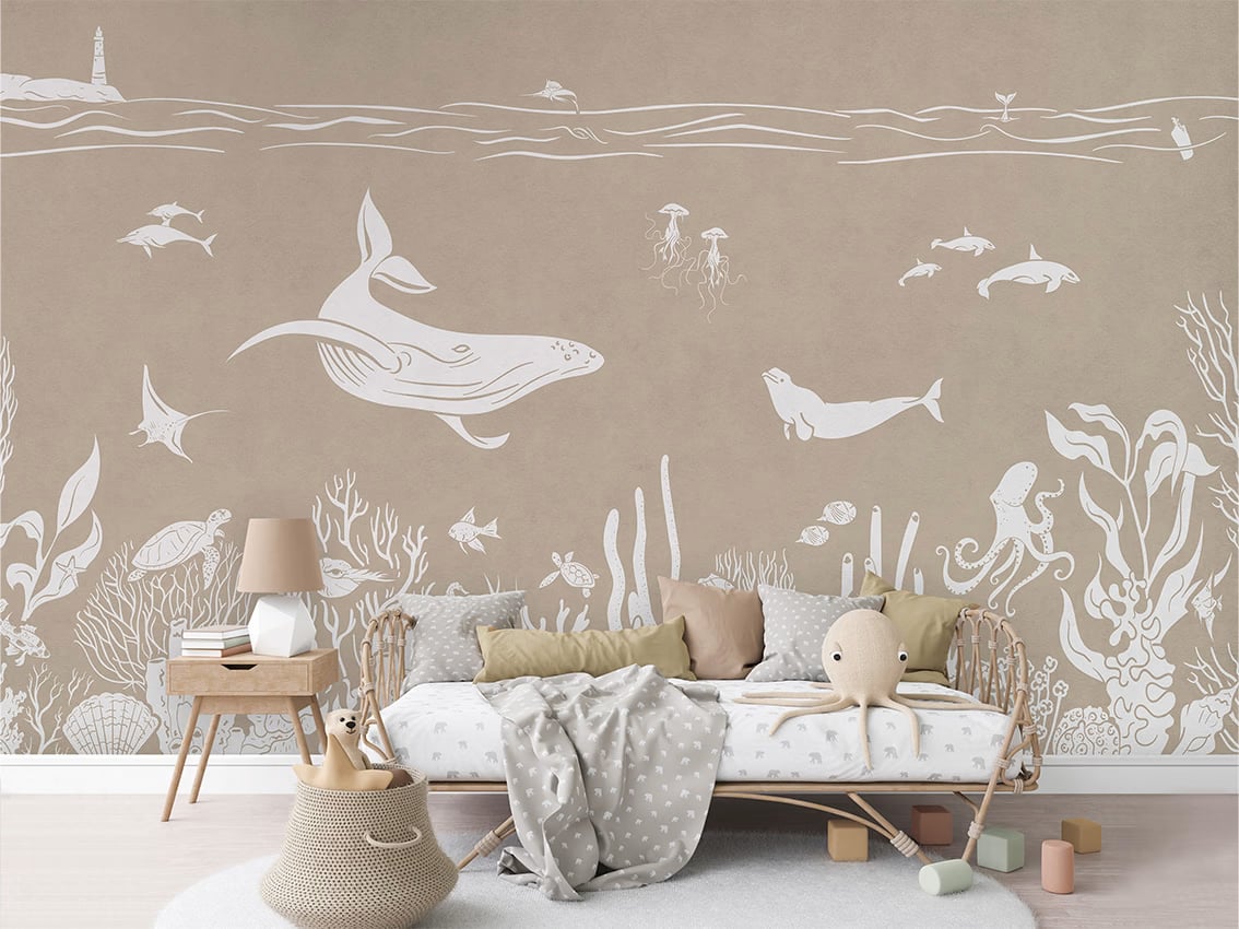 Monochrome Sea - Brown styled in a room