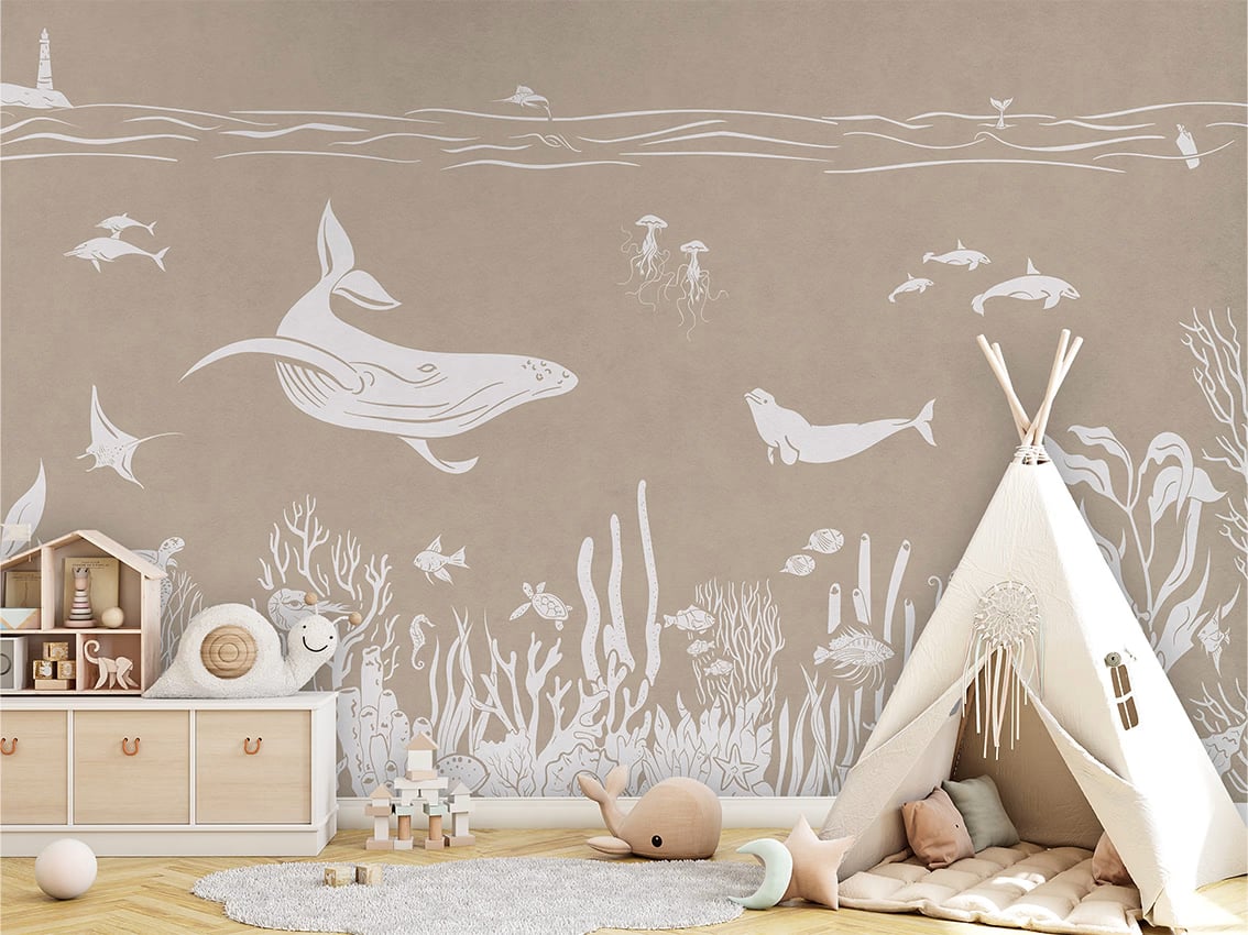 Monochrome Sea - Brown styled in a room