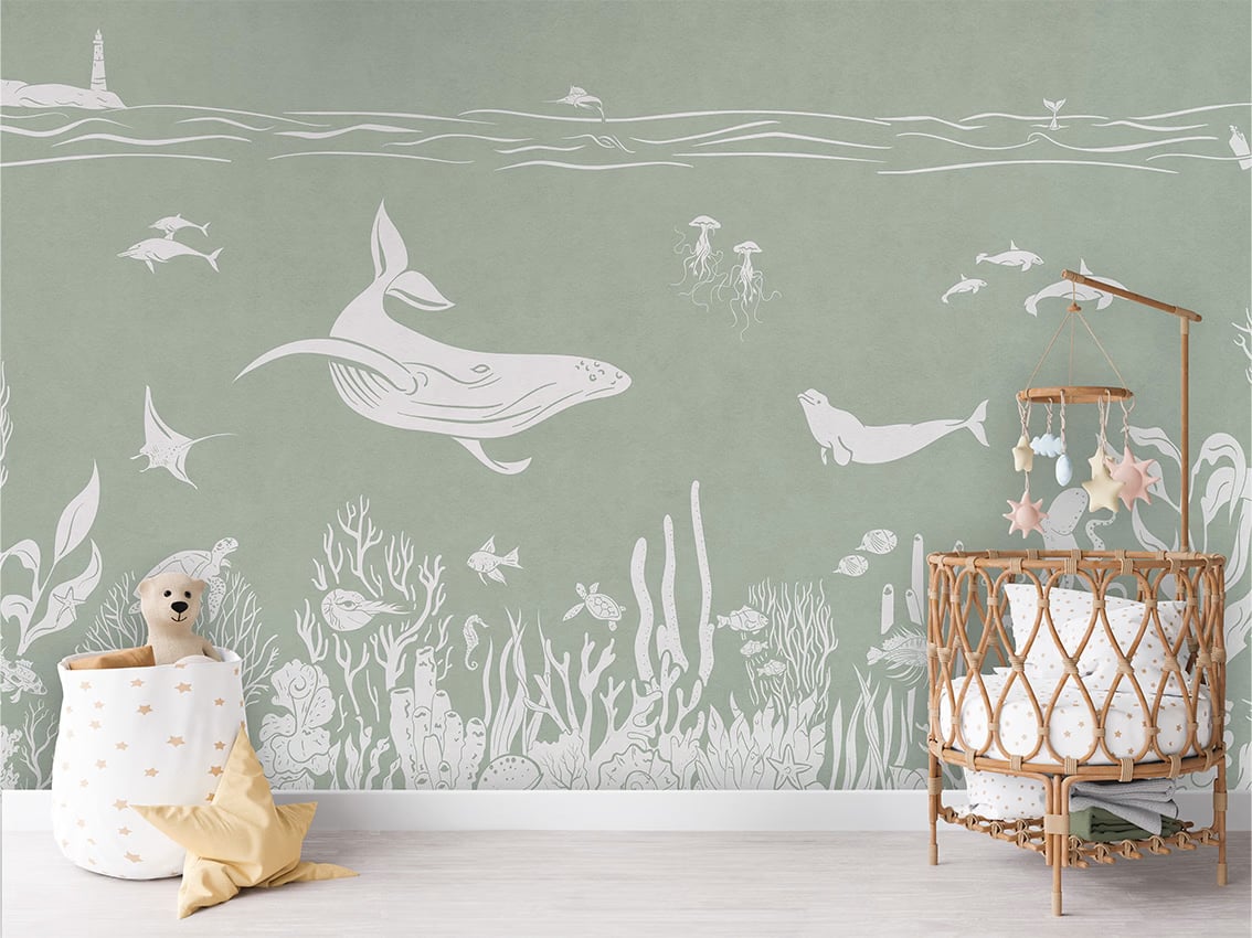 Monochrome Sea - Green styled in a room