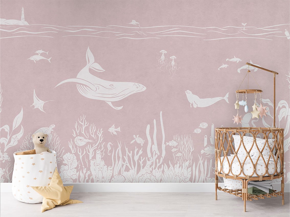 Monochrome Sea - Pink styled in a room