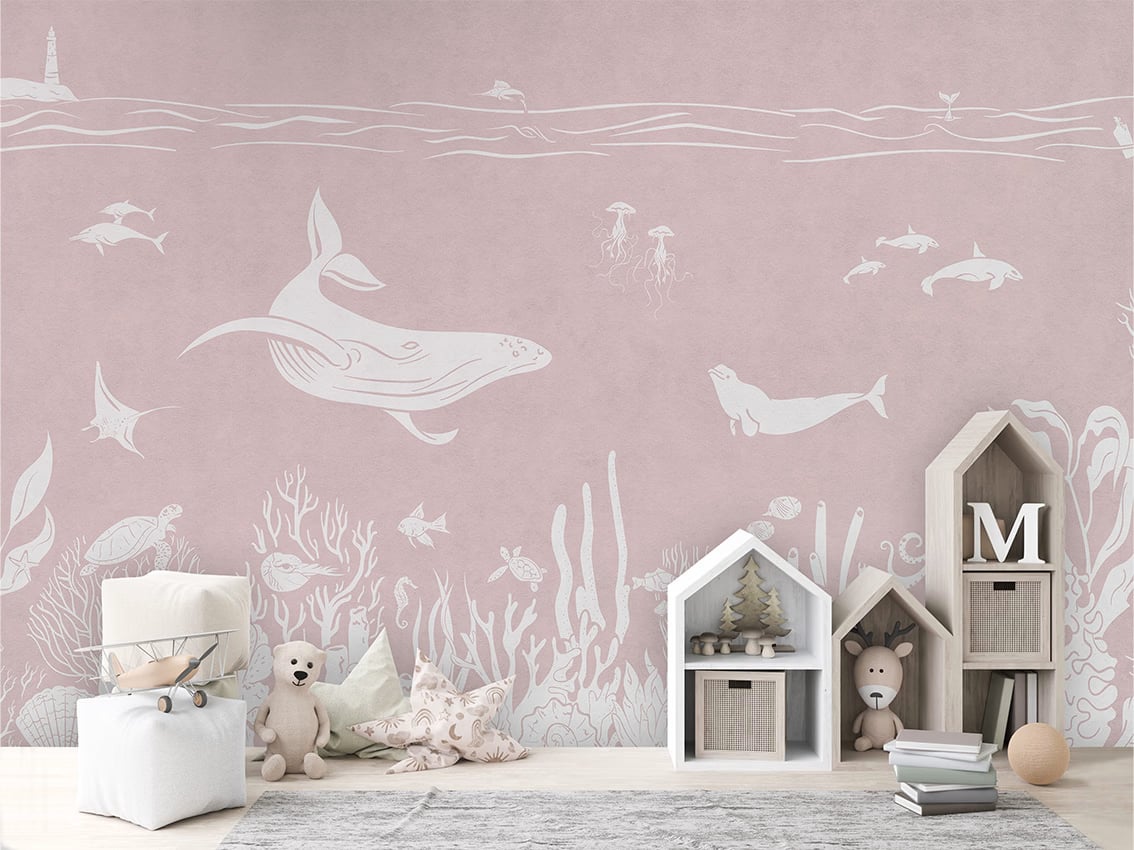 Monochrome Sea - Pink styled in a room