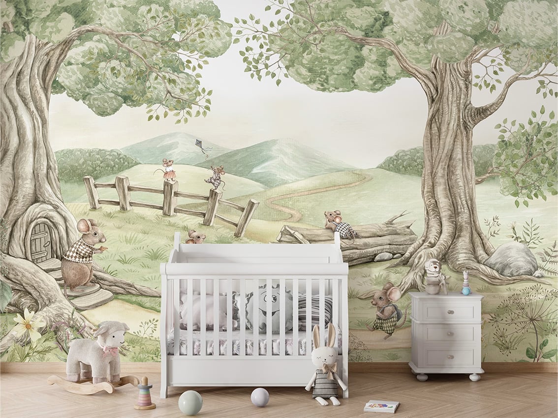 Mouse Family styled in a room