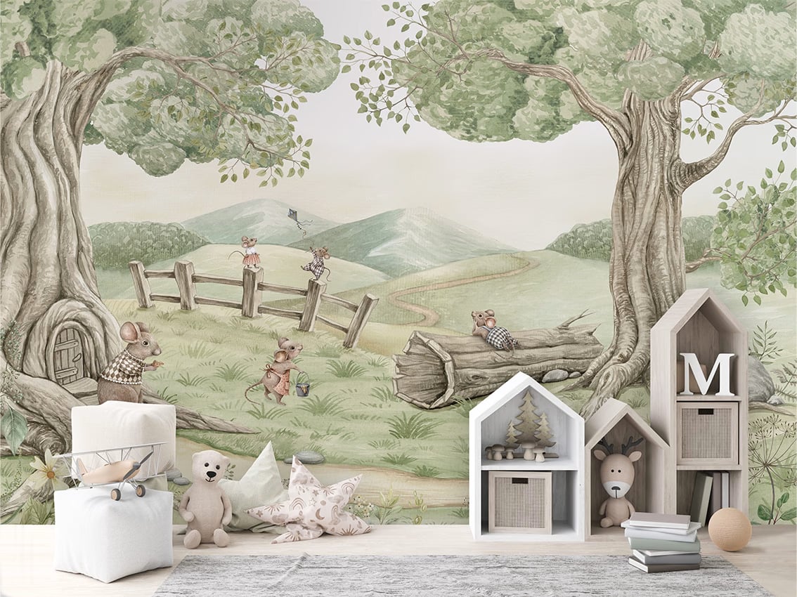 Mouse Family styled in a room