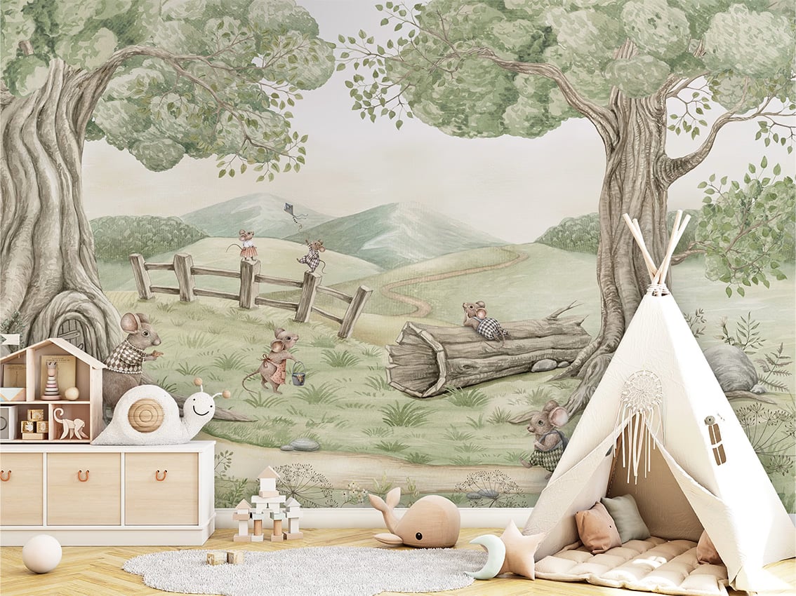 Mouse Family styled in a room