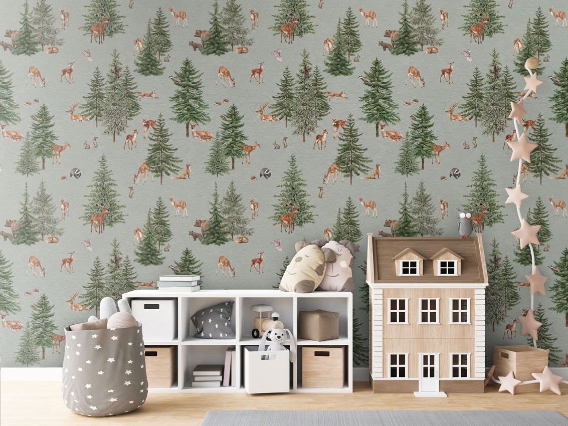Pine Forest - Blue styled in a room