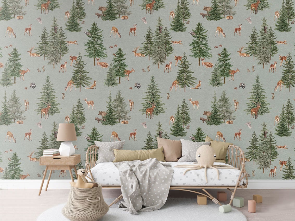 Pine Forest - Blue styled in a room