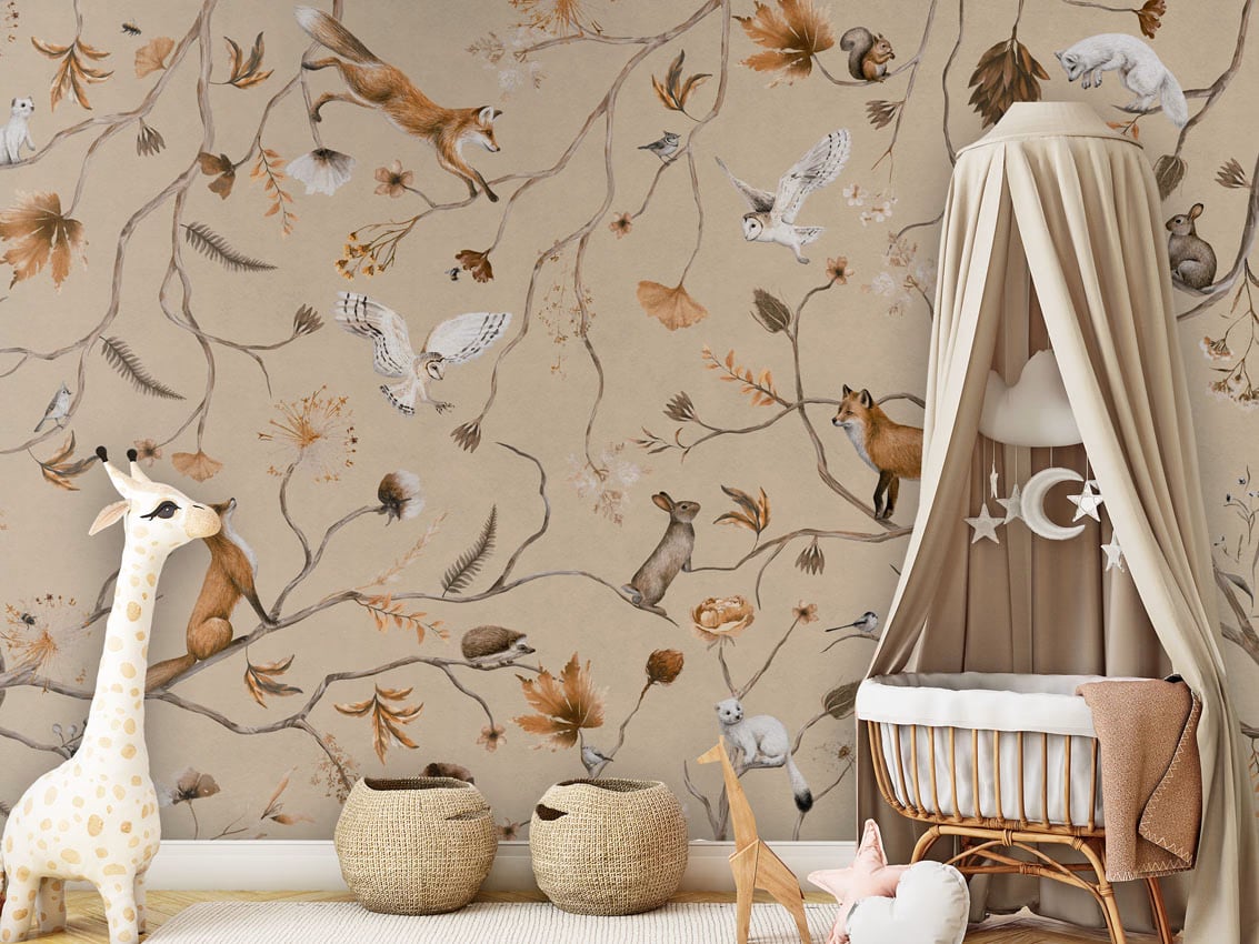 Playful Forest - Beige styled in a room
