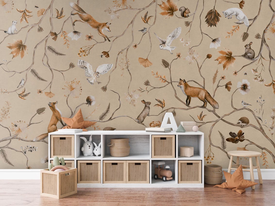 Playful Forest - Beige styled in a room