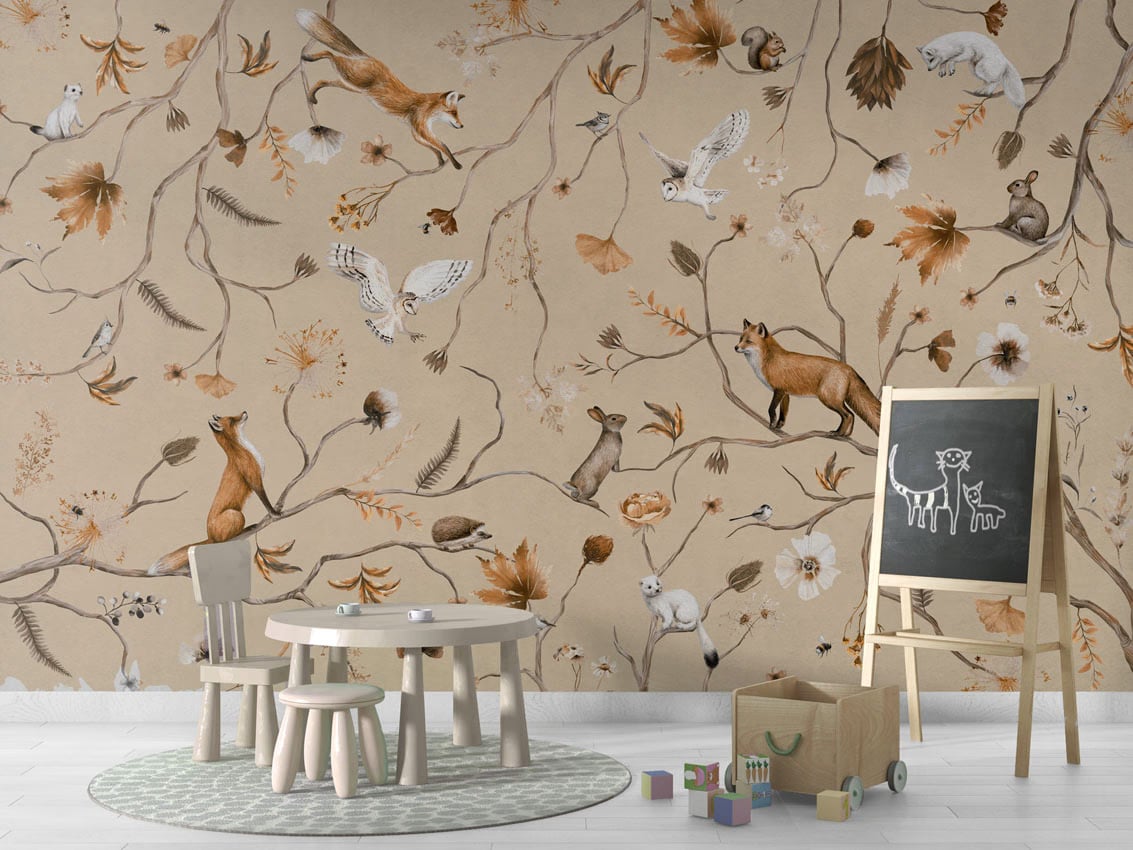 Playful Forest - Beige styled in a room