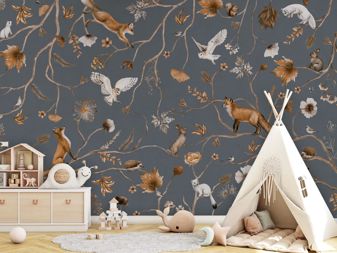 Playful Forest - Blue styled in a room