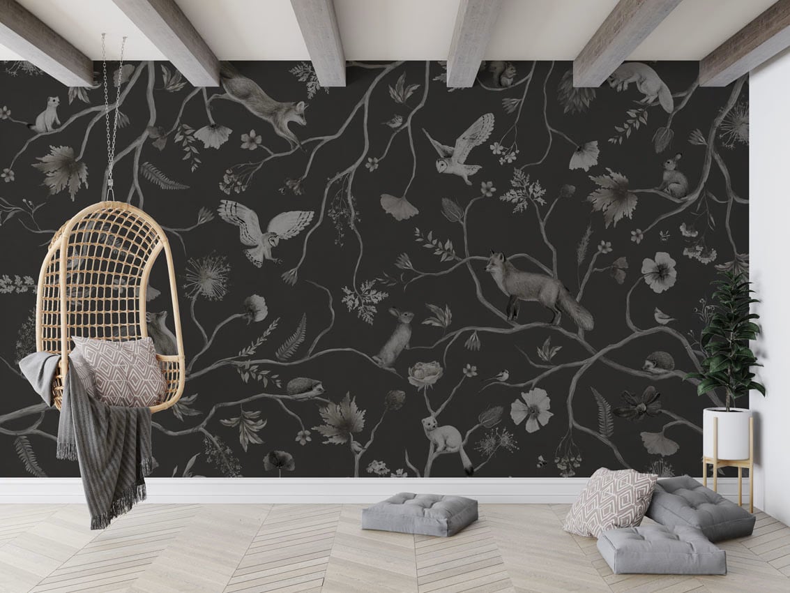 Playful Forest - Monochrome Black styled in a room