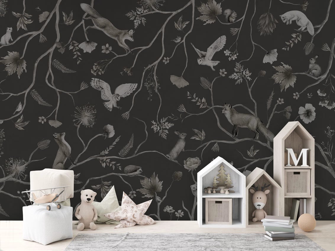 Playful Forest - Monochrome Black styled in a room