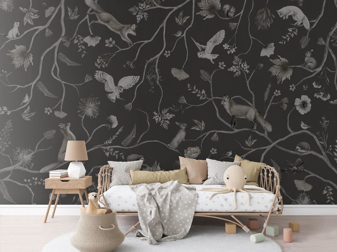 Playful Forest - Monochrome Black styled in a room