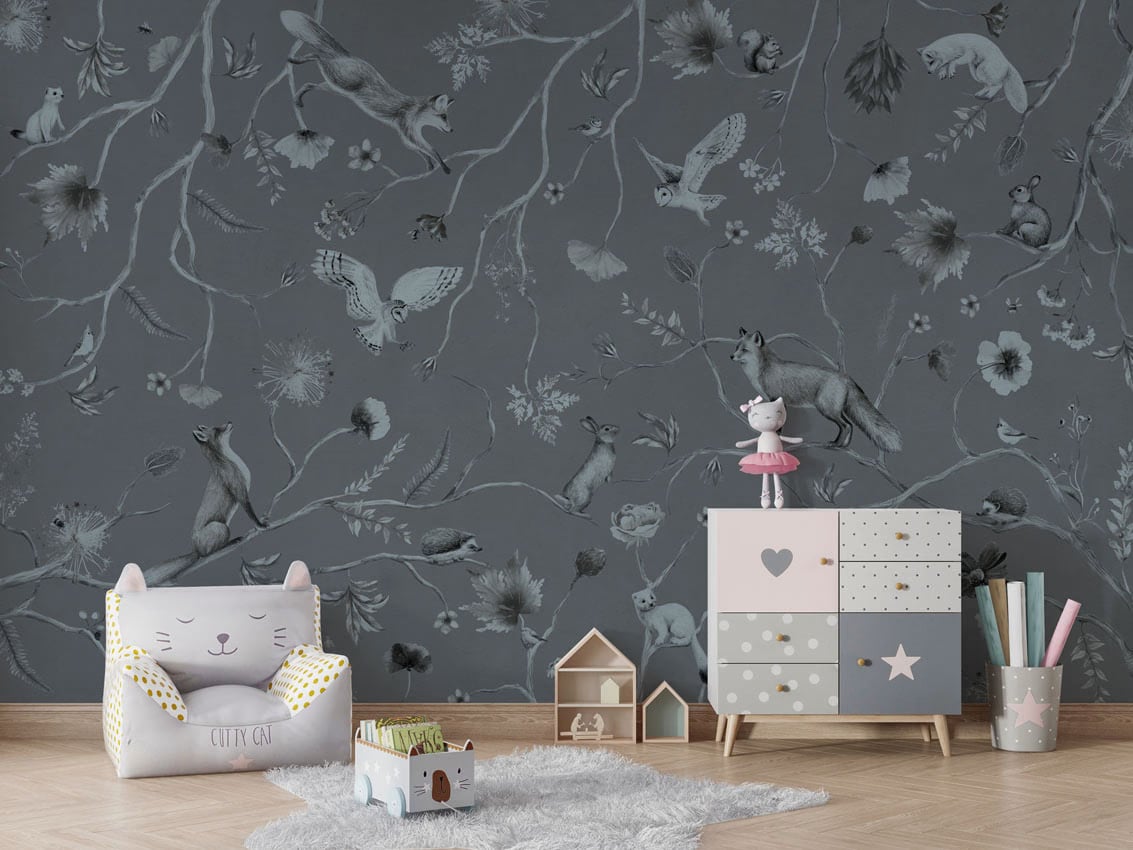 Playful Forest - Monochrome Blue styled in a room