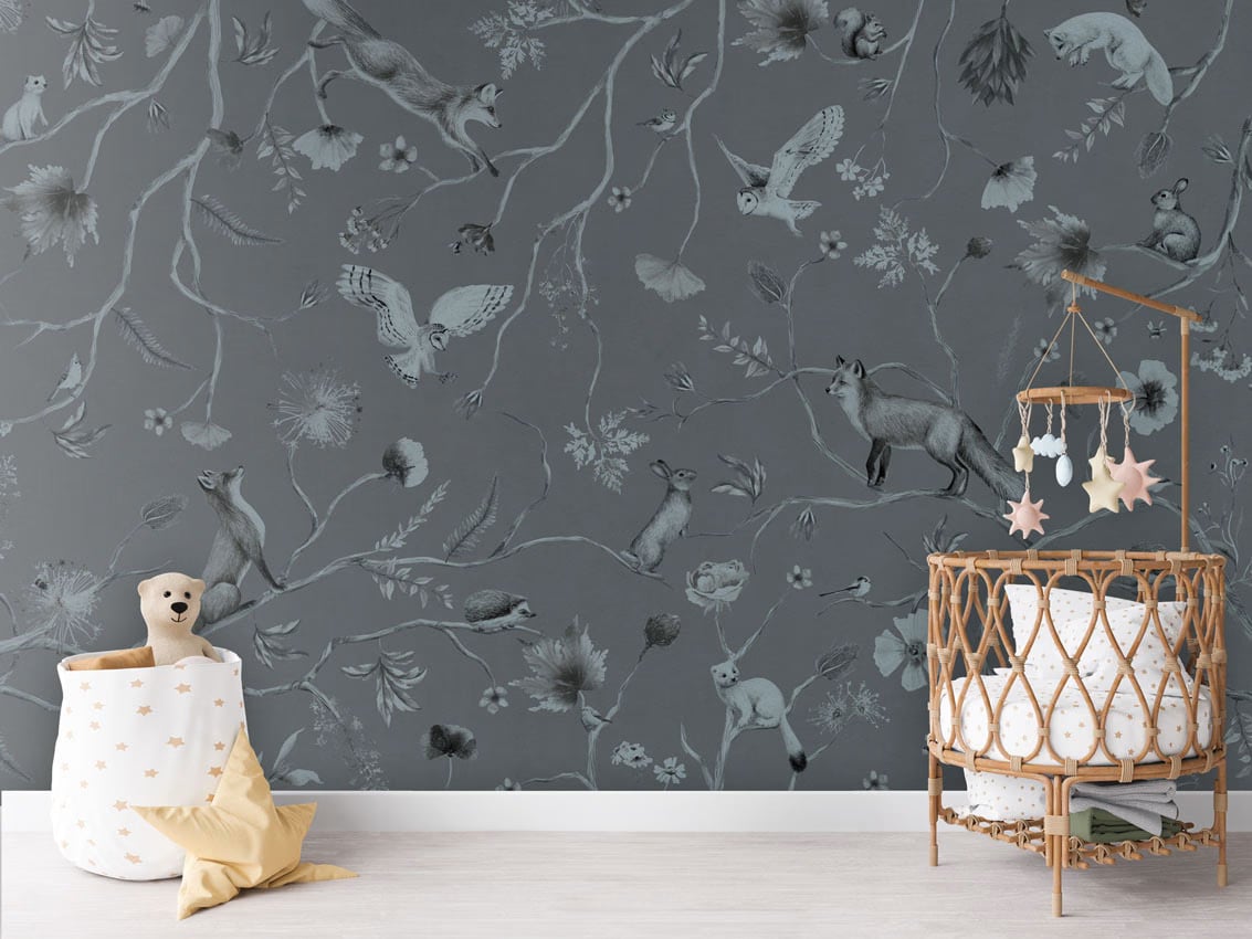 Playful Forest - Monochrome Blue styled in a room