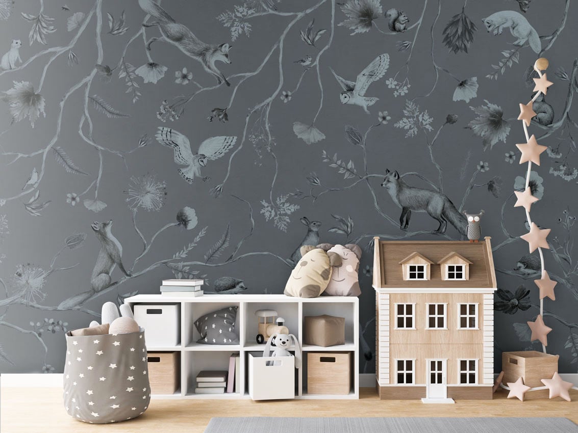 Playful Forest - Monochrome Blue styled in a room