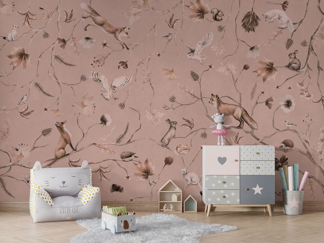 Playful Forest - Monochrome Pink styled in a room