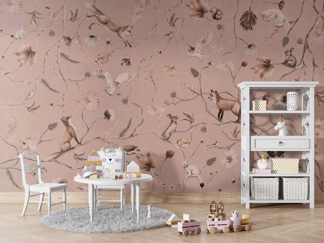 Playful Forest - Monochrome Pink styled in a room
