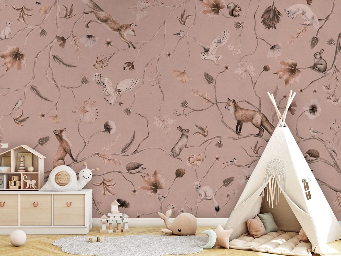 Playful Forest - Monochrome Pink styled in a room