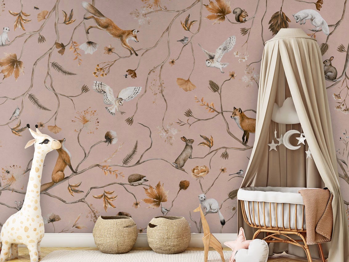 Playful Forest - Pink styled in a room