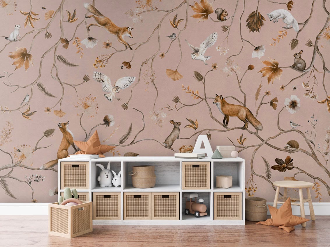 Playful Forest - Pink styled in a room