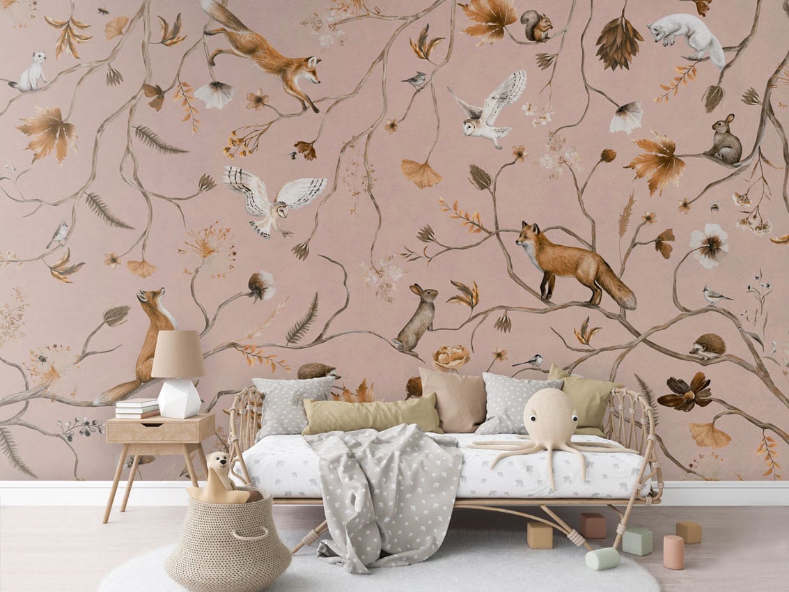 Playful Forest - Pink styled in a room