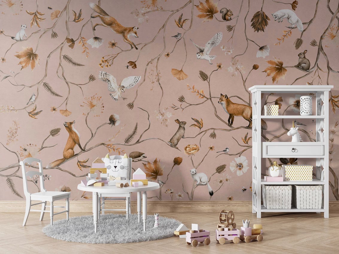 Playful Forest - Pink styled in a room
