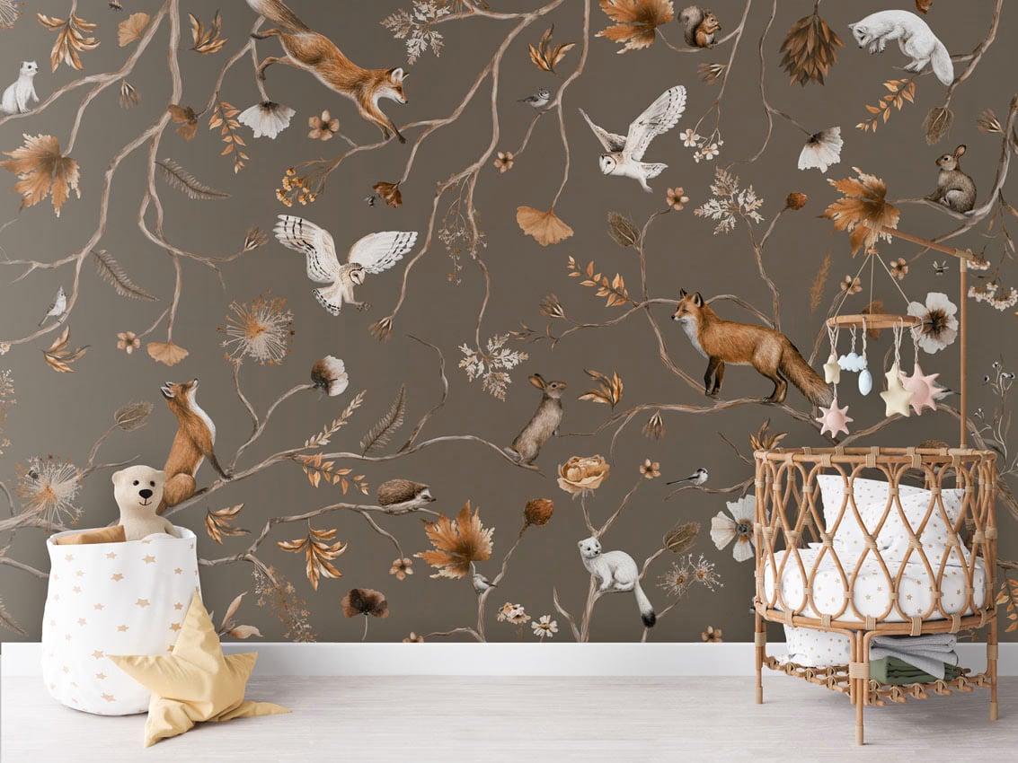 Playful Forest - Taupe styled in a room