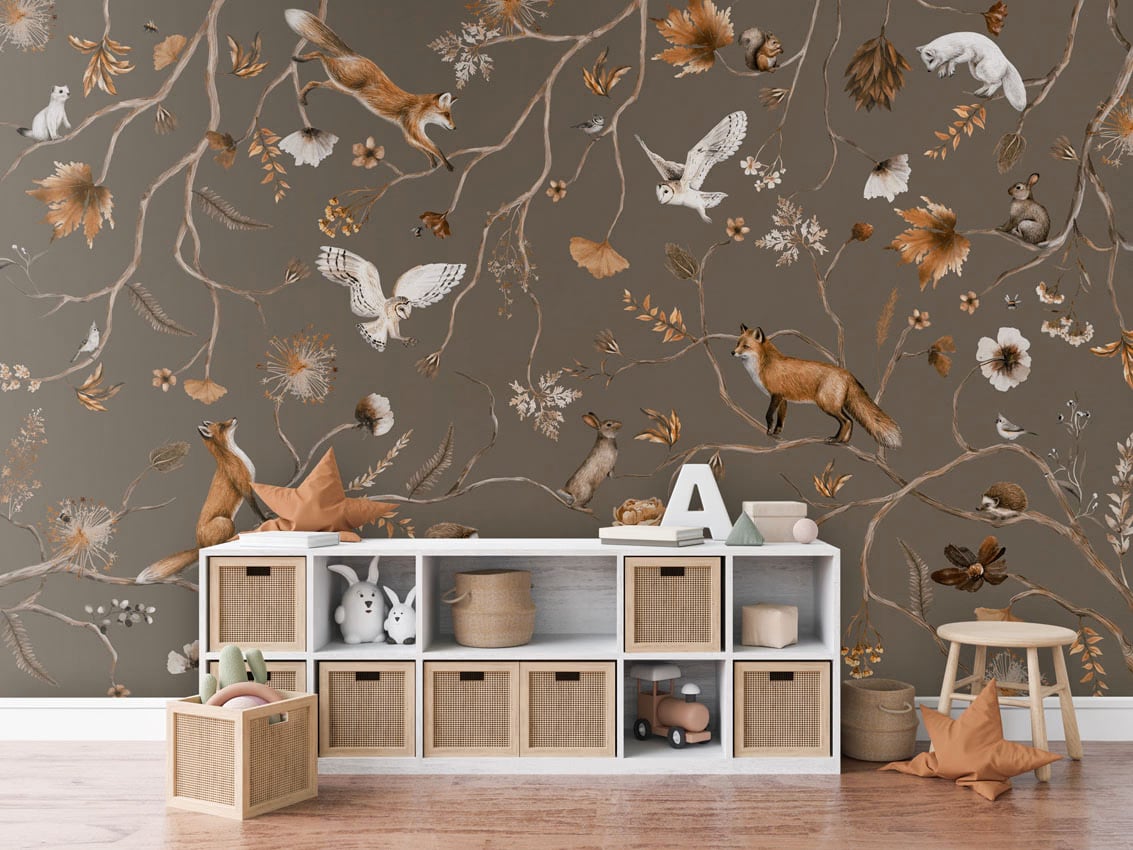 Playful Forest - Taupe styled in a room