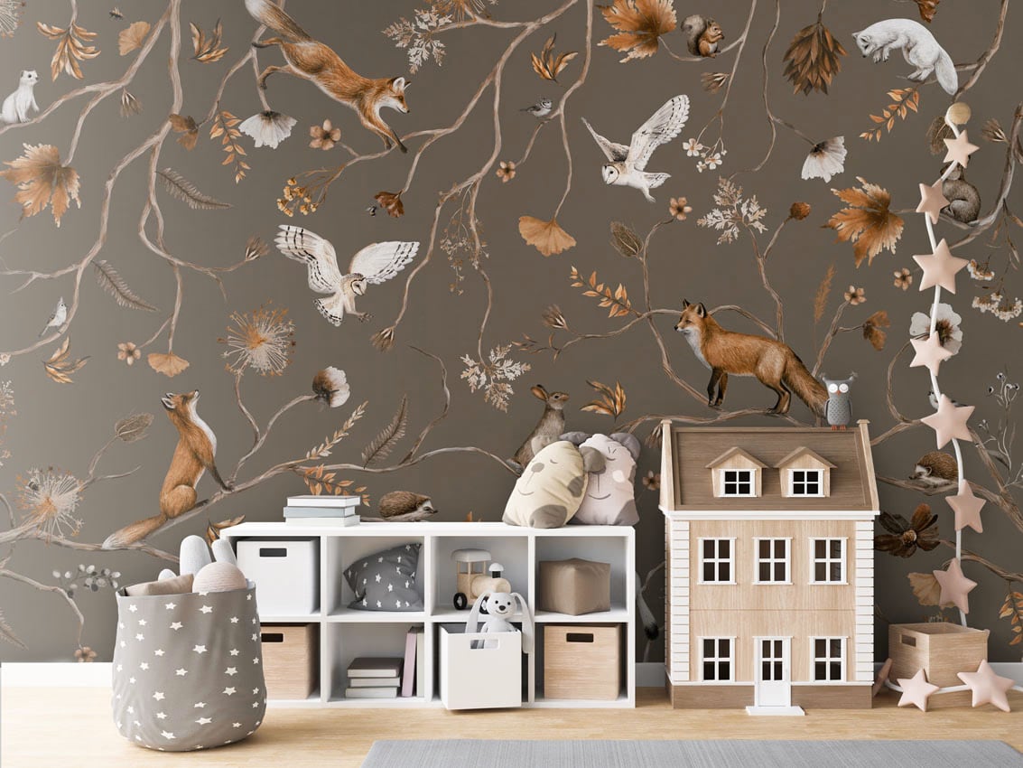 Playful Forest - Taupe styled in a room